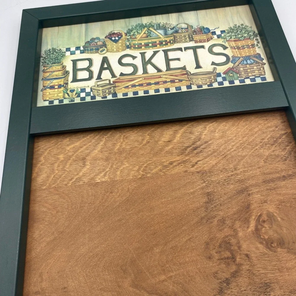 Laurie‎ Korsgaden Wooden Wall Calendar Holder Green Country Baskets Art